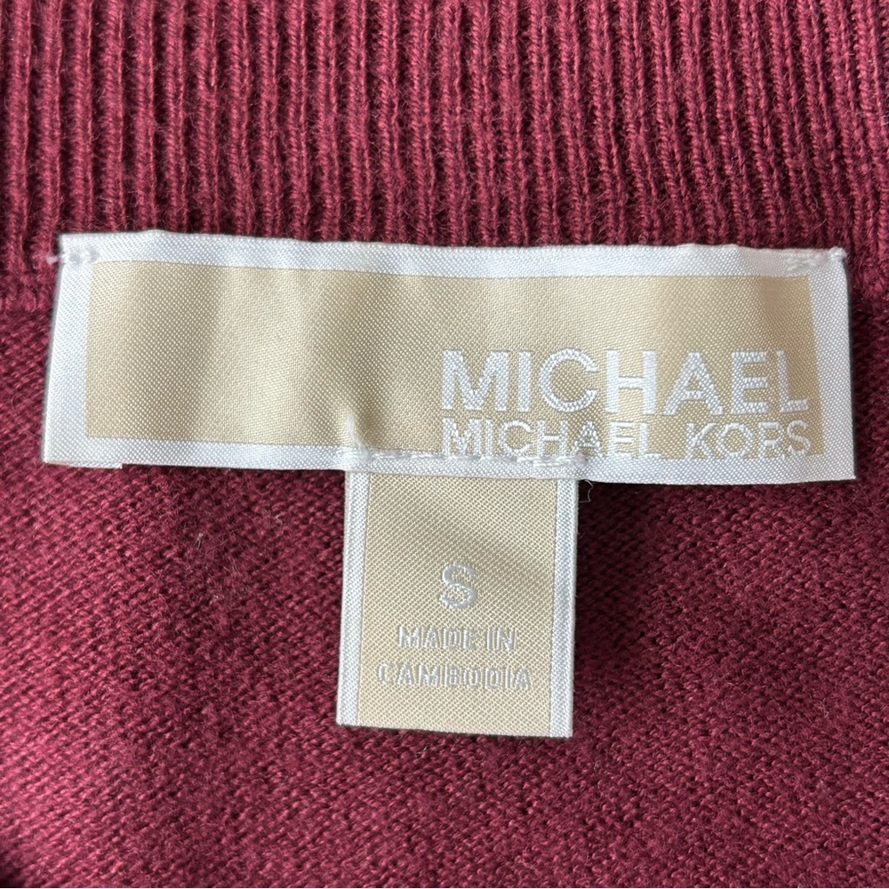 Michael Kors‎ soft cotton blend burgundy split hem long sleeve sweater blouse - Picture 6 of 10